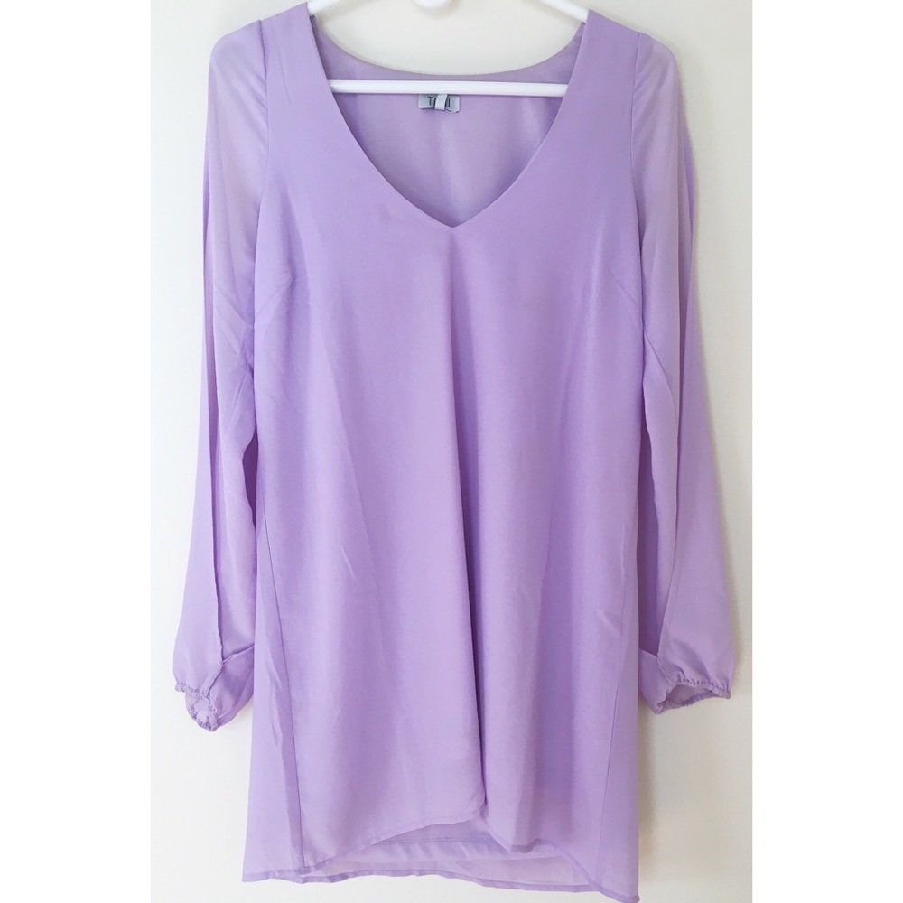 Open Long-Sleeve Shift Dress in Lavender
